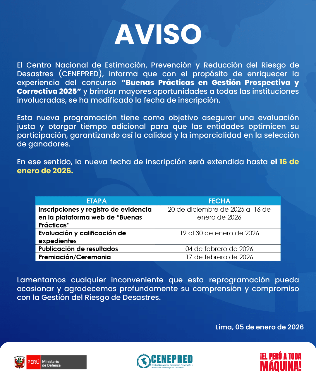 CENEPRED Comunicado
